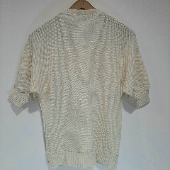 Rare handmade vintage quiet luxury knit short sleeve ivory sweater - Picture 4 of 16